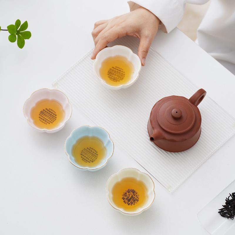 Jade White Porcelain Tea Cup with Flower Petal Design - Ceramic Tea Set for Women