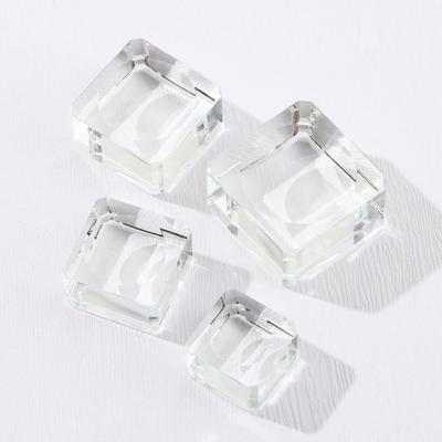 Transparent Glass Square Transparent Support Glass Holder Crystal Sphere Base Ball Display Stand