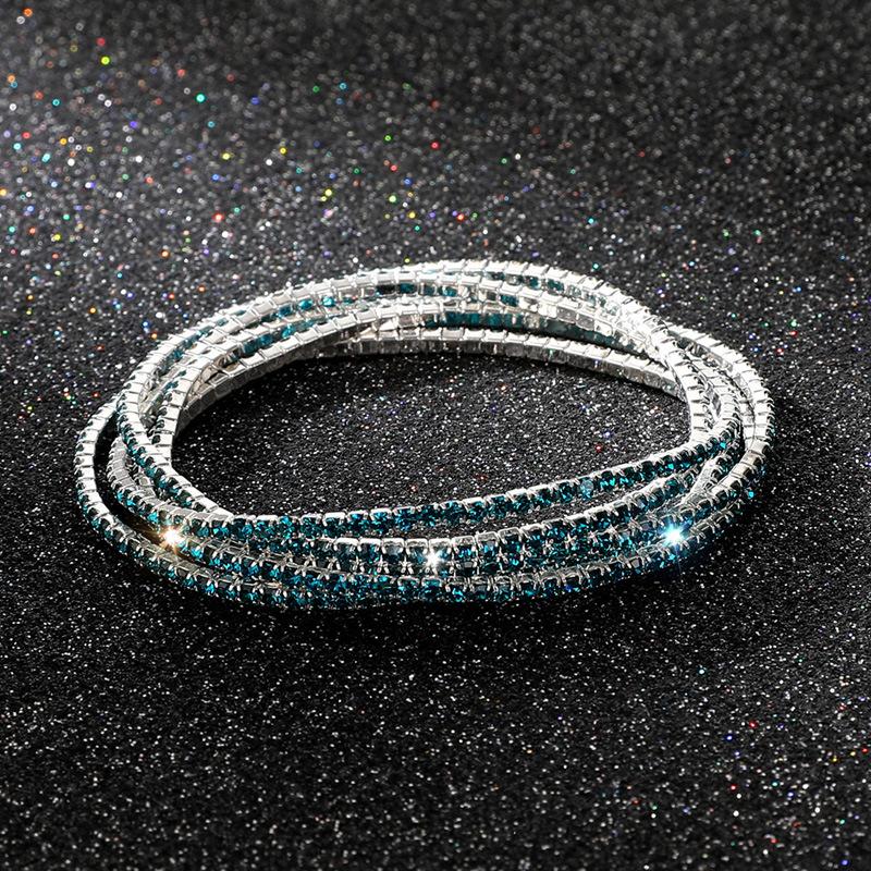 Diamond Elastic Bracelet 2mm Single Row Color Rhinestone Bracelet Women's Bracelet Women's Grab Chain Full Diamond Jewelry