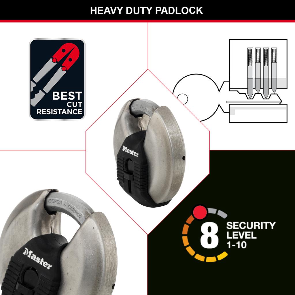 Master Lock 2 Heavy Duty Stainless Steel Disc Padlocks, Key, 40 mm