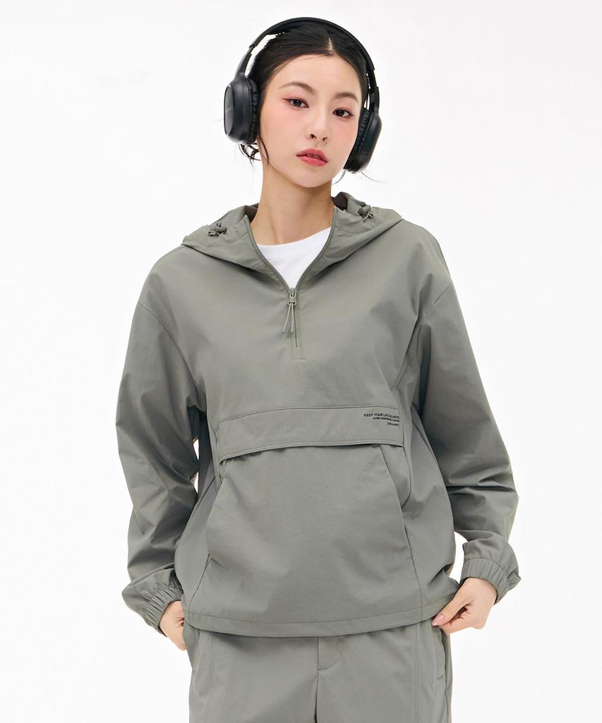 Chasecult Unisex Stretch Hooded Anorak T-Shirt - Khaki