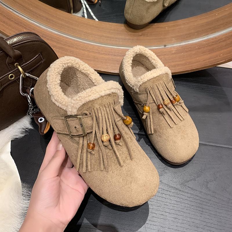 Women's fur one thick bottom heightening winter lightweight padded warm snow boots non-slip wear casual sports cotton shoes