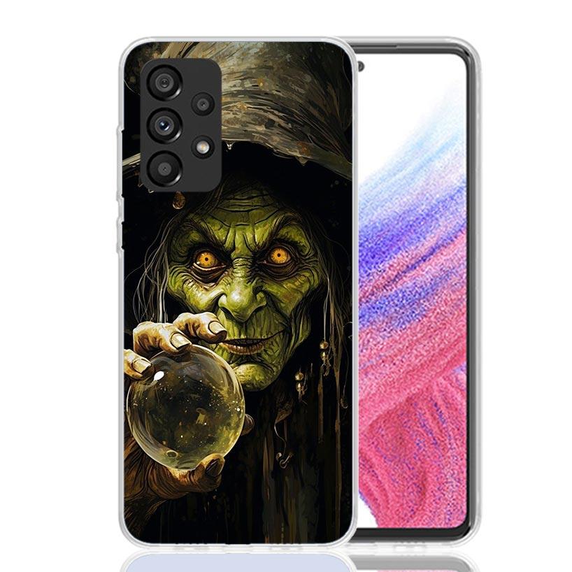 Halloween Moon Witch Horror Phone Case For Samsung Galaxy A17 A16 A14 A15 A13 A57 A56 A54 A55 A53 A37 A36 A34 A35 A33 A26 A24 A2