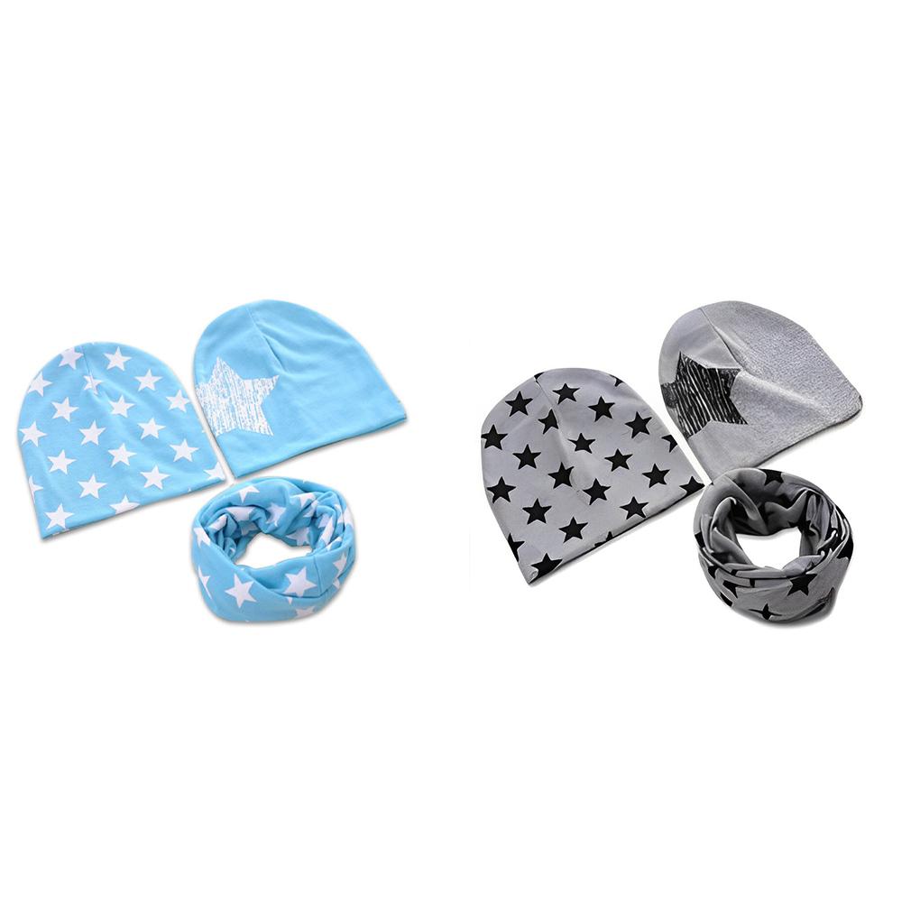 3PCS/Set Children Hat Scarf Decorative Neckerchief Kids Beanie Fashion Stylish Headgear Cap Star Dressing Autumn