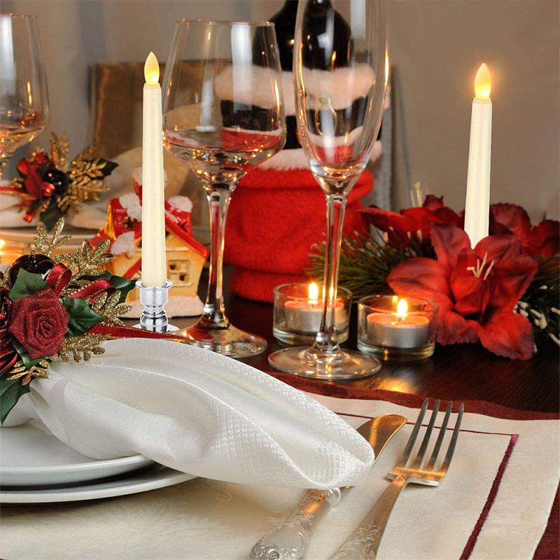 Flameless LED Candles with Candlestick,Kitchen Table Candle Timer Remote, For Home Decor Wedding Candle LightsDecoration