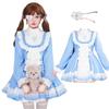 Milky Time Halloween Cosplay Costume for Women, Sister Maid with Eyepatch, Black and Light Blue