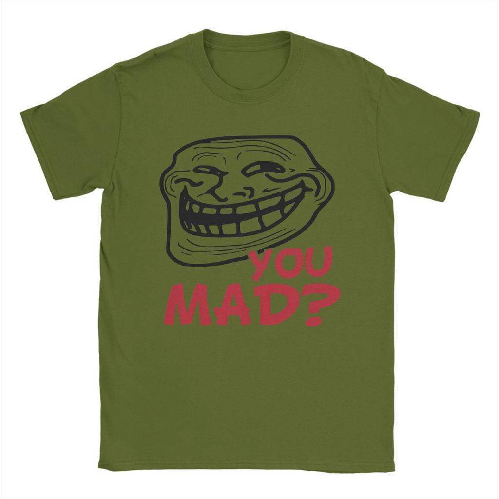 Men's T-Shirt You Mad Troll Face Memes Novelty Cotton Tee Shirt Short Sleeve Funny Humor T Shirt Crew Neck Tops Birthday Gift