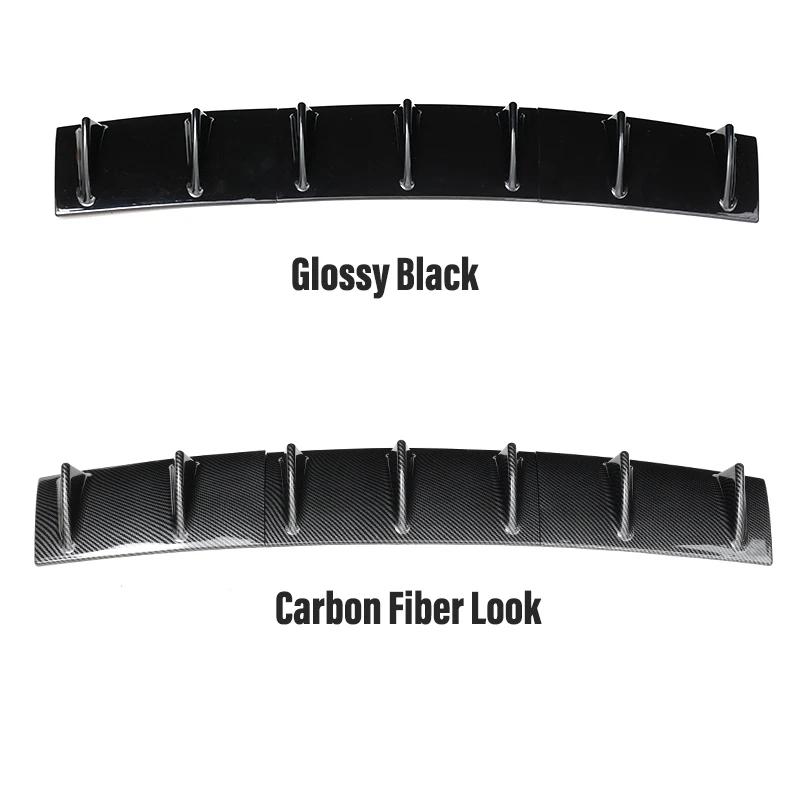 Car After ABS Plastic 7-Head Universal Black/Charcoal Grain 7 Fin Shark Fin Style Rear Bumper Lip Chassis Diffuser Spoiler