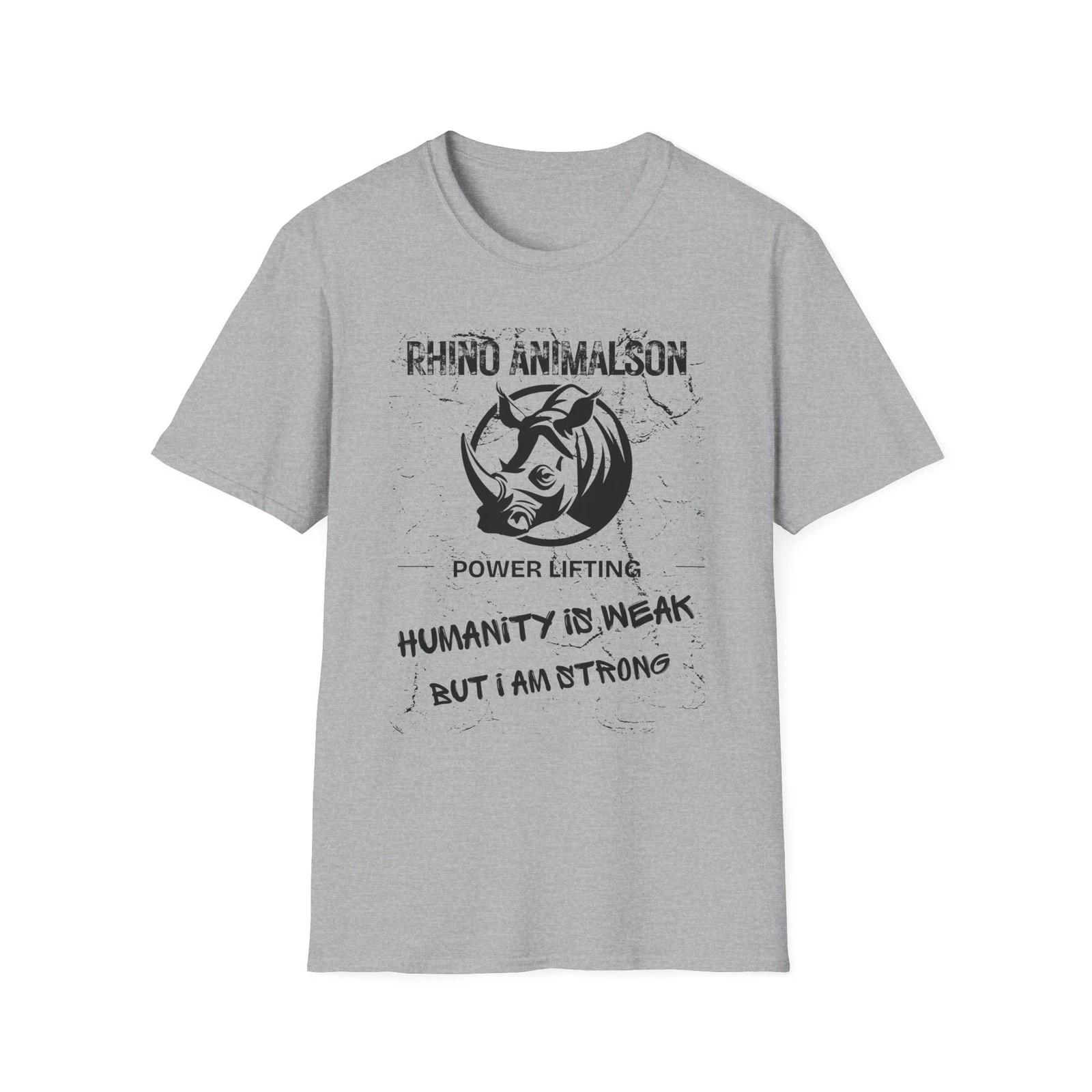 Rhino Animalson Strong Unisex T-Shirt, Gym Enthusiasts Tee, Power Lifter XL