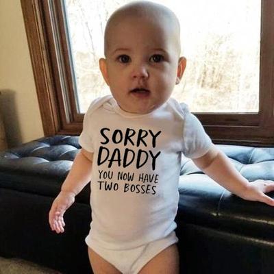Scusa papà, ora hai due capi Stampa divertente pagliaccetto in cotone per neonato Bebe Boy Girl tuta a maniche corte