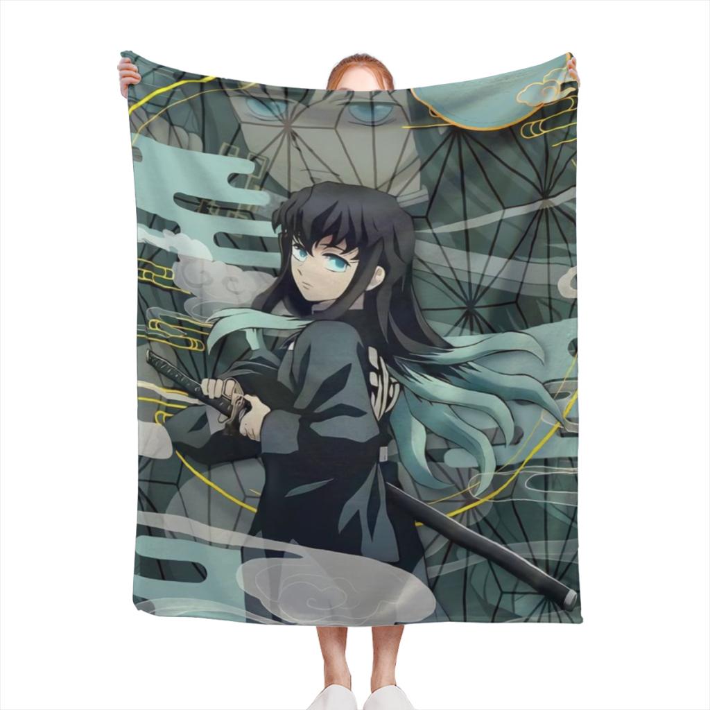 Demon Slayer Microfiber Blanket School Bed Blankets for Winter Luxury Cover Throw Sofa Knee Fluffy Soft Anime Summer & Throws