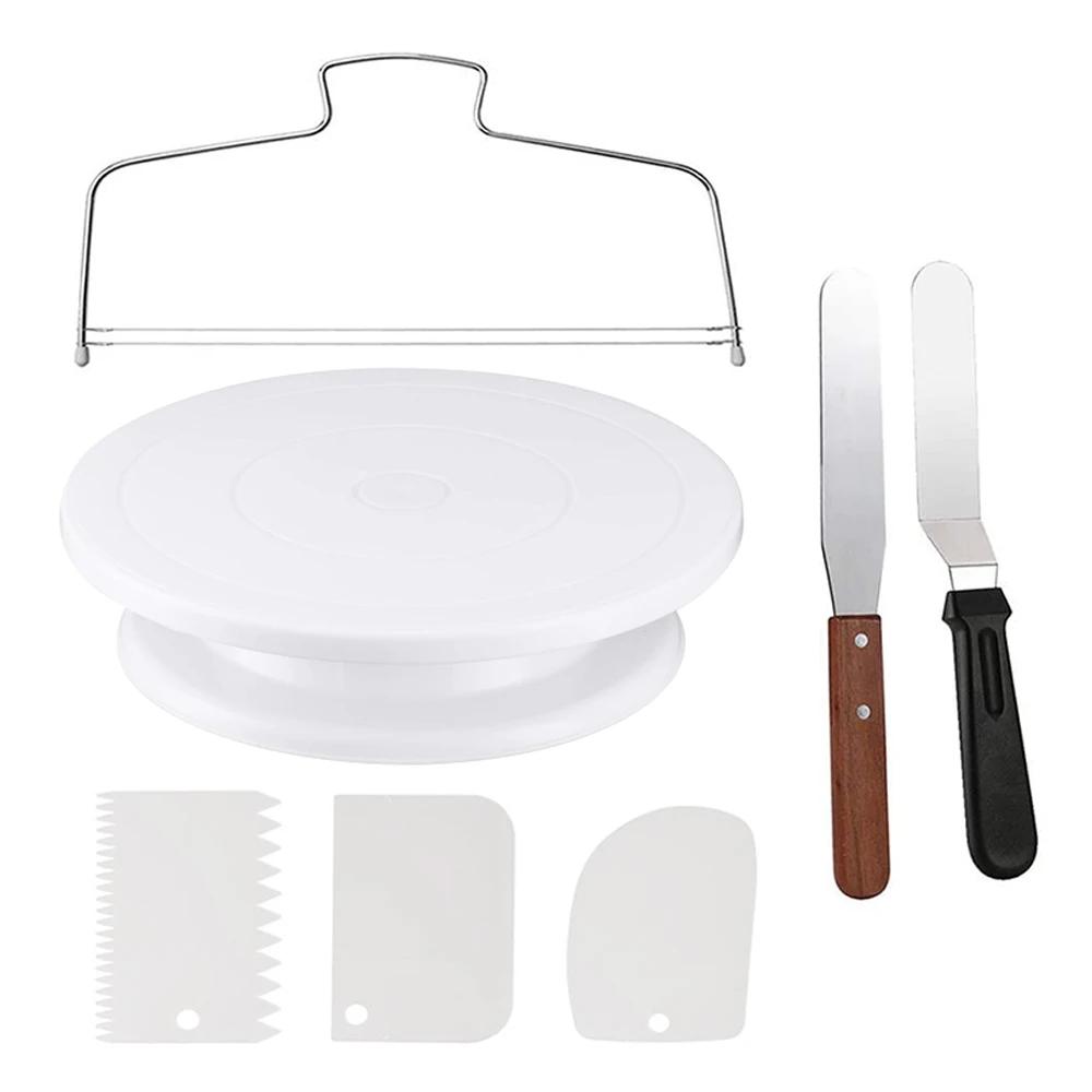 11Inch Cake Turntable Set Icing Smoother Cake Leveler DIY Cake Stand Cream Spatula Decorating Tools Rotary Table Pastry Supplies
