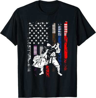 Brazilian Jiu Jitsu  American Flag Martial Arts TShirt 100 Cotton ONeck Short Sleeve Summer Casual Mens Tshirt Streetwear