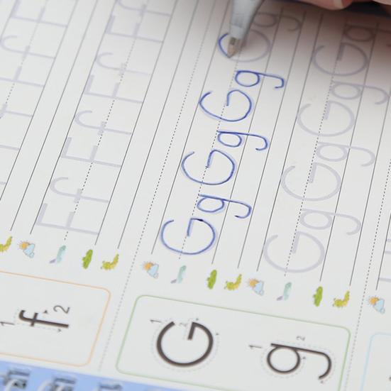 4Pcs Writing Exercise Book for Children Ages 3-10 Handwriting Workbook Kit with Letters Numbers Math Paintings English Groove Practice Copybook