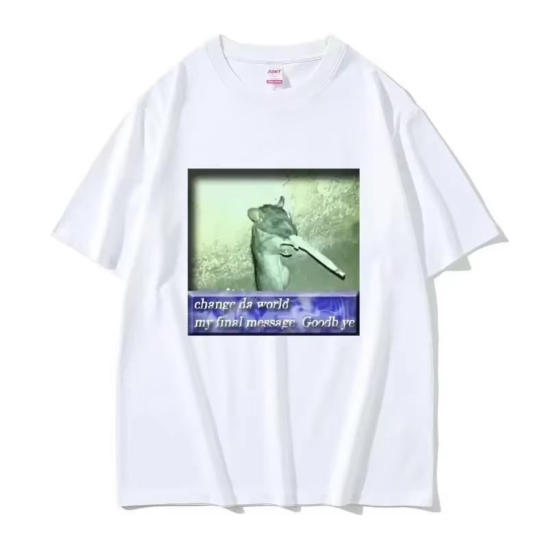 Change Da World My Final Message Goodb Ye Tshirt Fun Mouse Meme Pattern Tshirt Womens Fashion Short Sleeve Tshirt