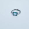 Elegant Blue Zircon Square Ring In French Light Luxury Style