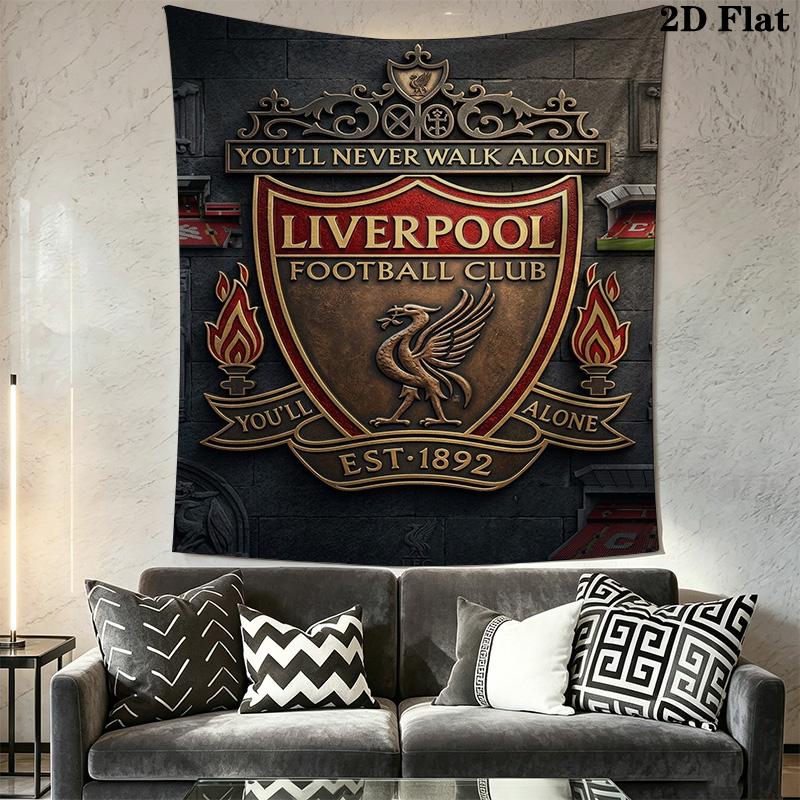 Liverpool Football Club Crest Tapestry Wallmounted Fashion Print Background Wall Hanging Cloth Background Cloth Atmospheric Background Cloth