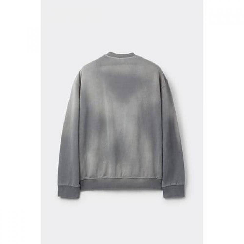 Customellow Loose Fit Brush Dying Cotton Crew Neck Sweatshirt Gray Cwtaw25621gyx