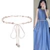 1Pc White Waist Rope Bohemian Style Woven Thin Belt Women's Shell Decoration with Dress Belt Waist Girdle