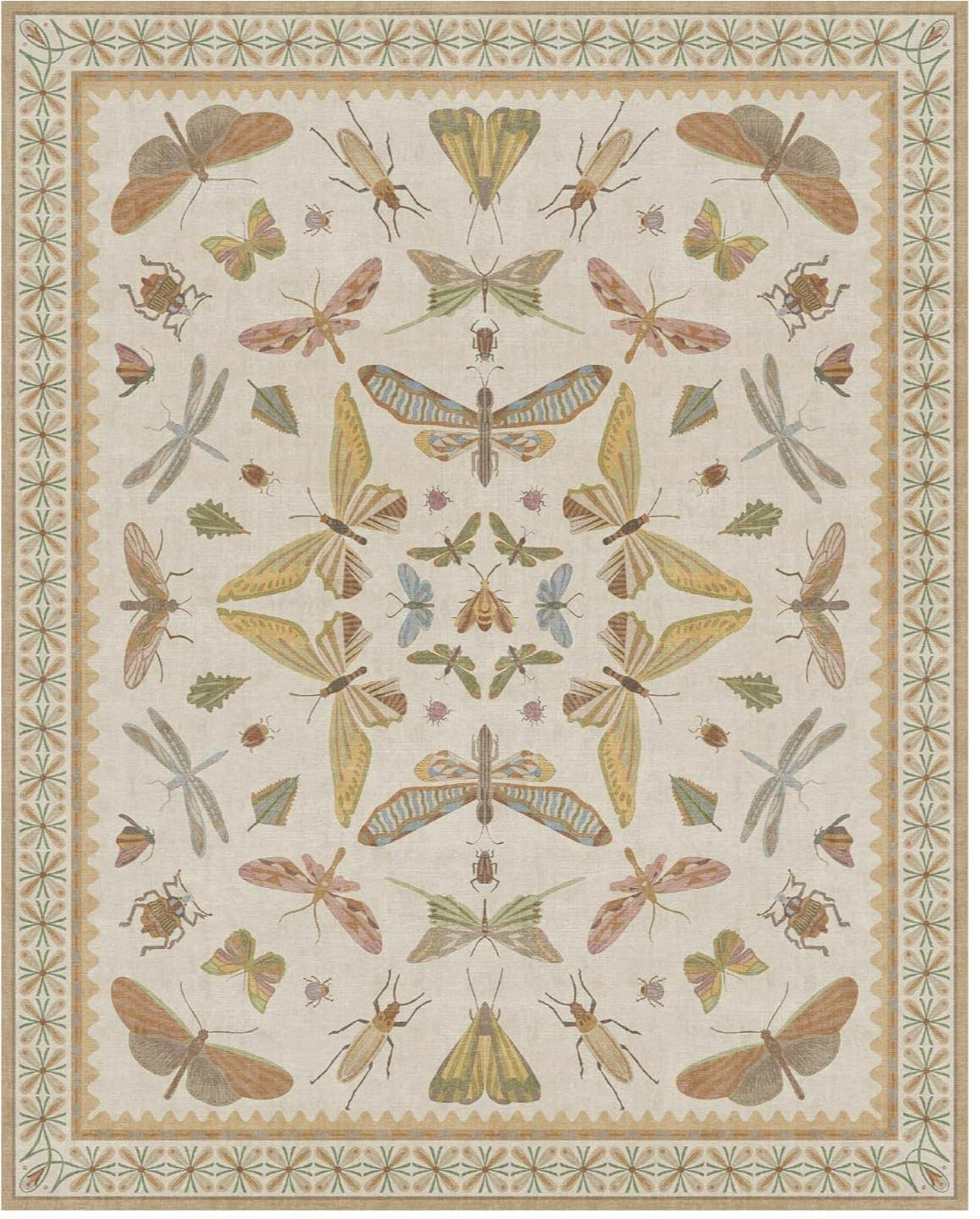 

Multicolored Insect Art Carpet for Living Room Sofa Rug Home Decor Bedroom Rug Lounge Hallway Kitchen Dining Table Mat Doormat 40x60CM