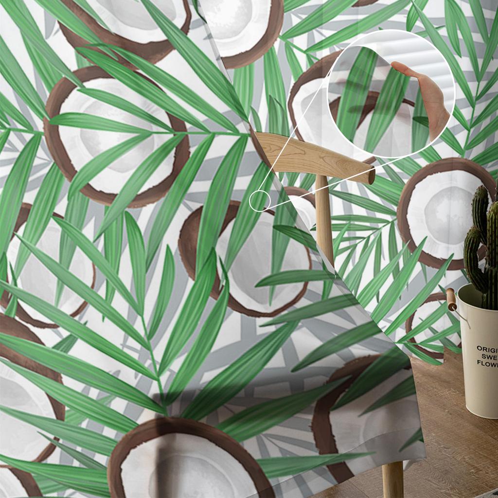 Kokostextur Löv Modern Gardin För Vardagsrum Transparenta Tyllgardiner Fönster Skir För Sovrummet Tillbehör Dekor