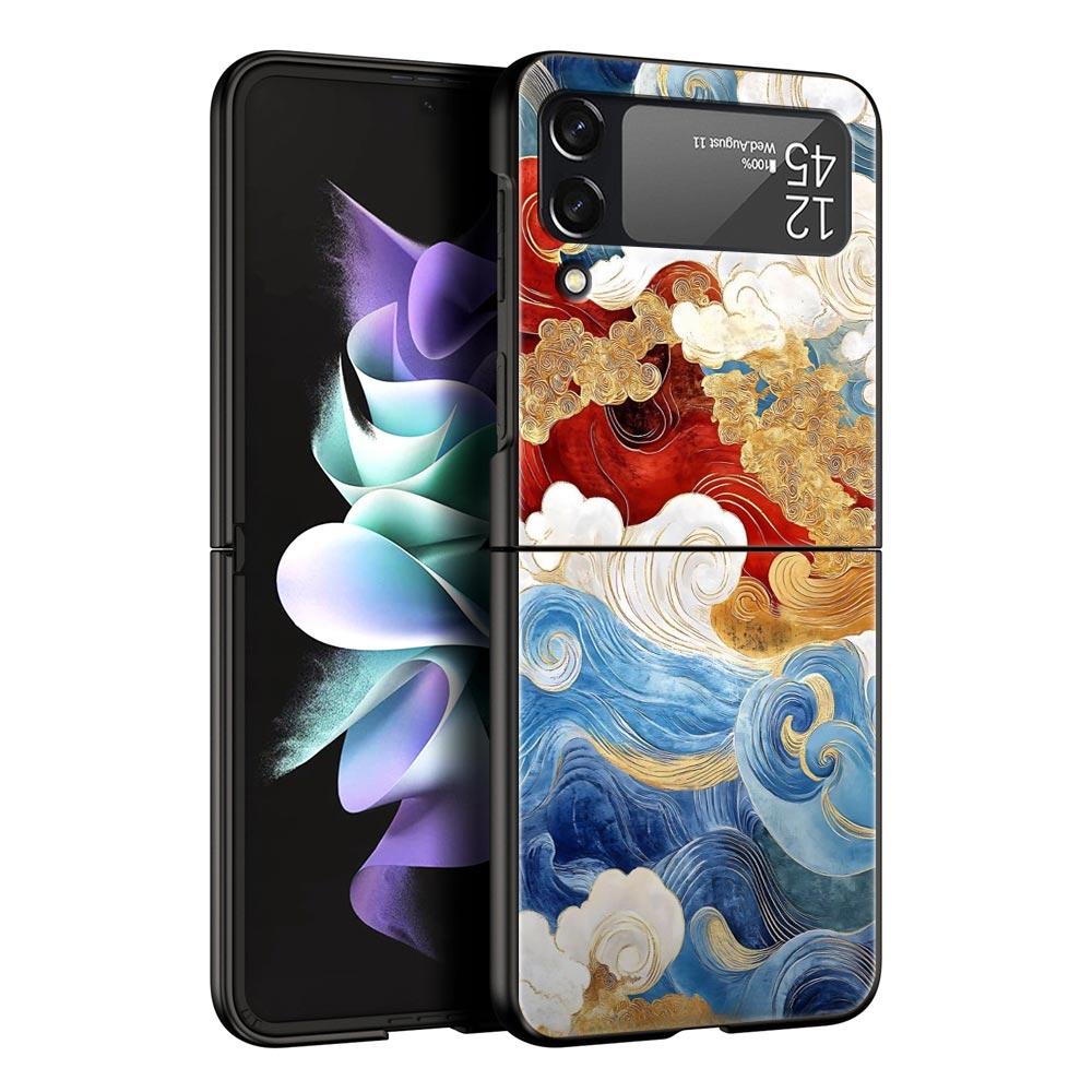 Japanese Style Art Japan Phone Case For Samsung Galaxy Z Flip3 Flip4 Flip5 Case Shell For Z Flip 3 4 5 6 7 Hard Folding Cover