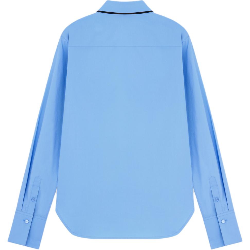WE11DONE Curved Hem Button Solid Color Long Sleeve Shirt Women shirts Blue WD-SH0-25-152-W-BL