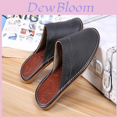 Classic Leather Men Slipper Shoes With Closed Toe Indoor House Comfort Size 911