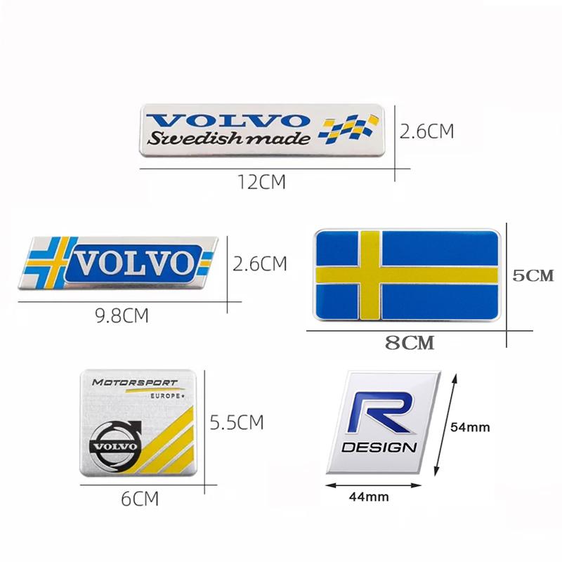 1pcs Car Accessories 3D Aluminum Logo Indoor Decoration Fender Trunk Stickers For Volvo Rdesign T6 AWD C30 C70 S40 S60 S70 S80