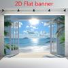 2D Plane 2D Banner 1 Tropical Island Background with Coconut Trees and Ocean Waves - Photography Background Cloth
