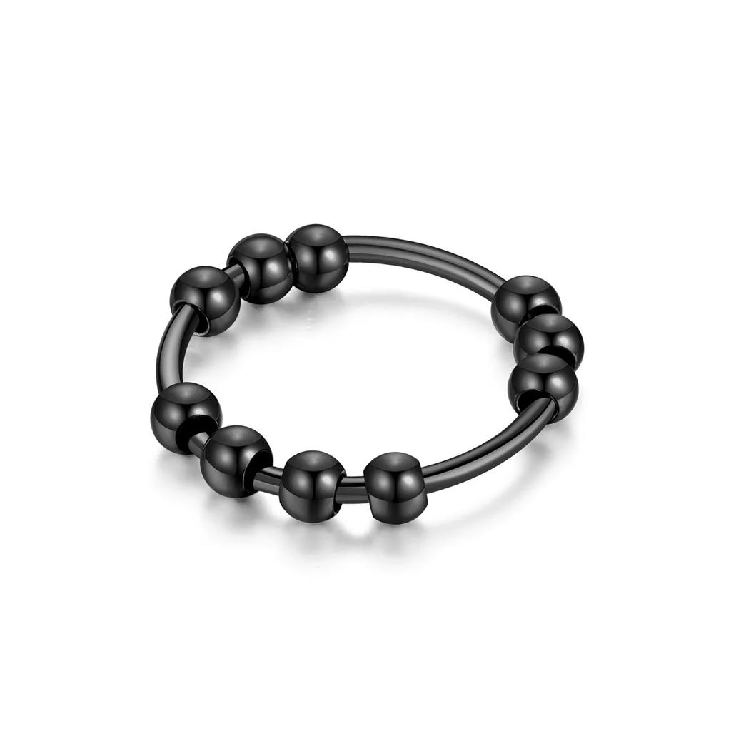 Tainless Steel Beads Anxiety Rings For Women Stress Relief Fidget Rings Men Simple Style Fashion Jewelry Accessories