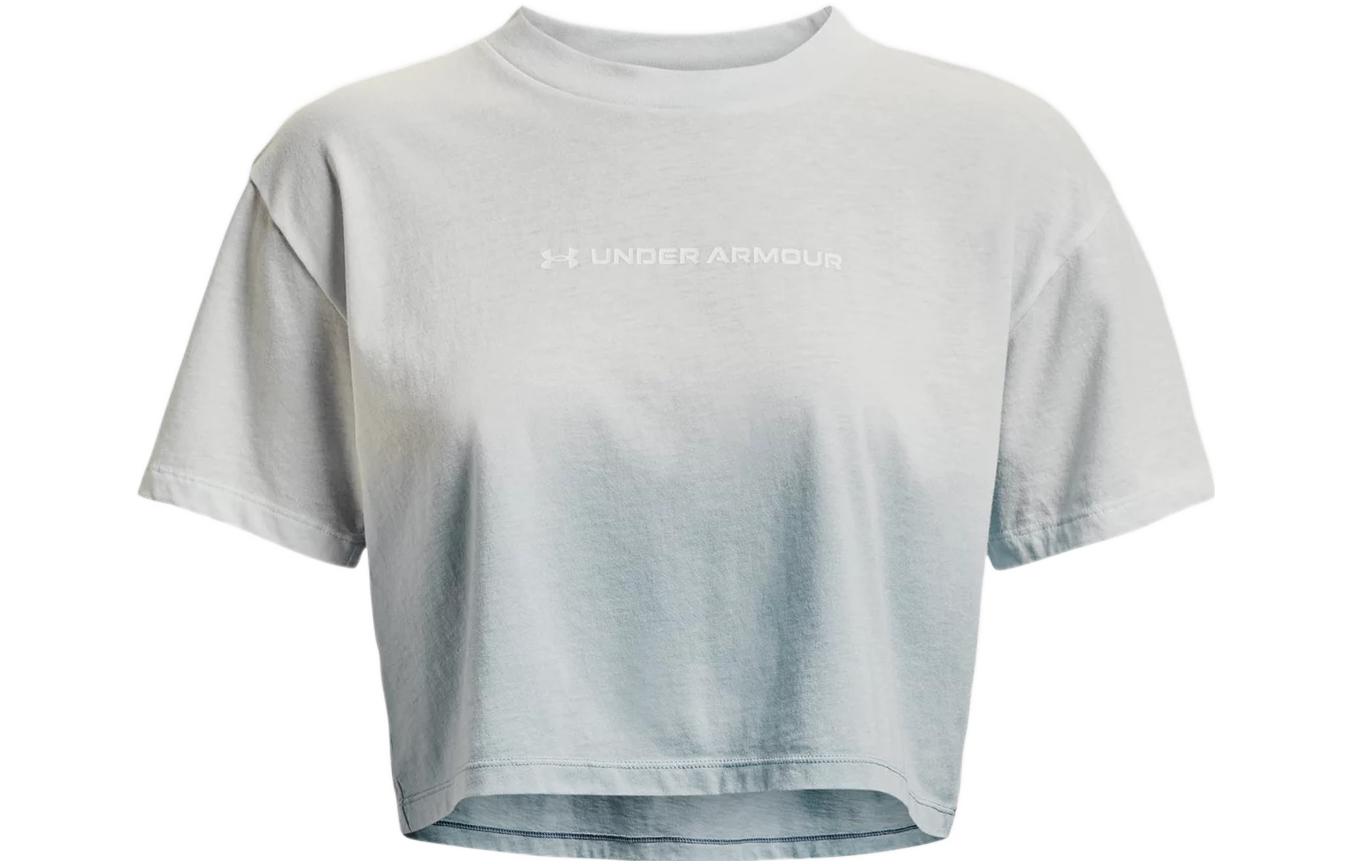 Under Armour Crop Tops Women s Mist Gray Crew Neck Moderate 1376750-006 L