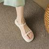 Fashion New 2025 Summer Sandals Shoes for Women Round Toe Low Heel Sandals Roman Shoes Open Toe Women Sandals Zapatos Mujer Flat Shoes