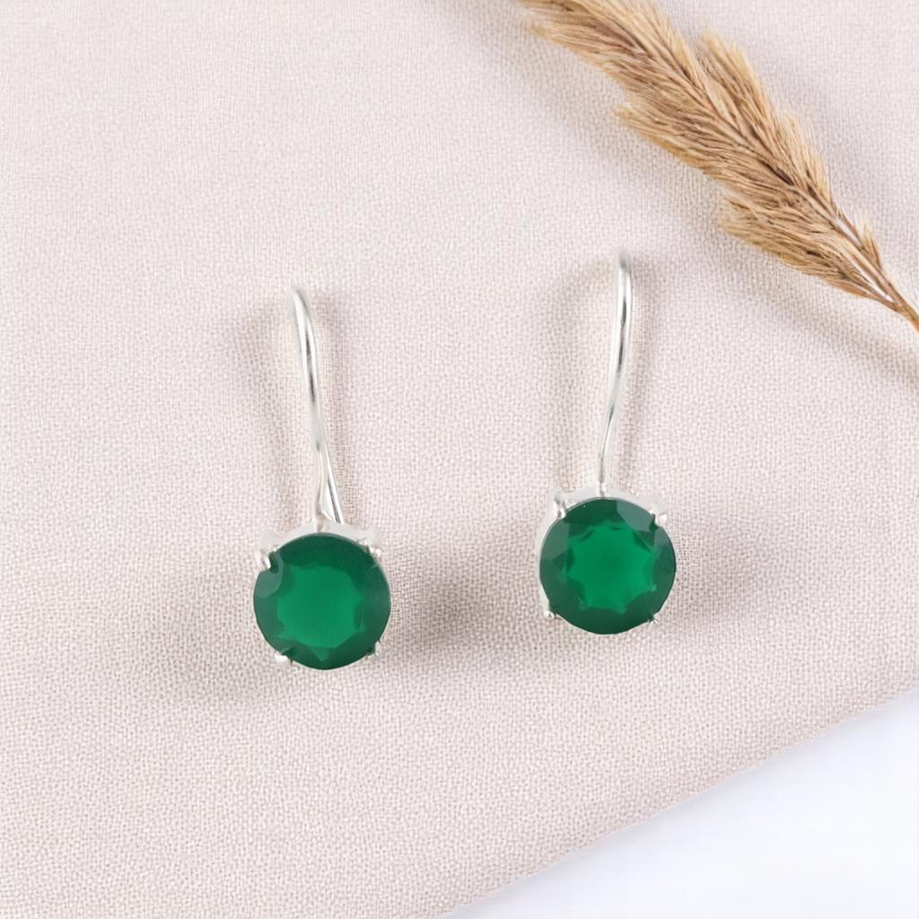 Grüner Onyx Edelstein 925 Sterlingsilber Schmuck Handgefertigte Ohrringe 0,92" Für Sie EE-174-19