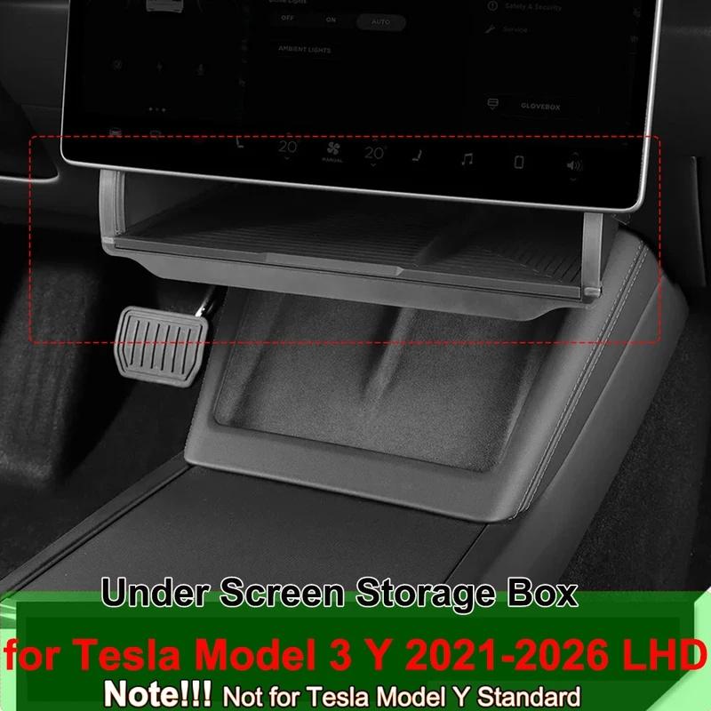 Behind Screen Hidden Storage Box, Console Organizer for Tesla Model Y Juniper 2026 Model 3 Highland 2025 Interior Accessories