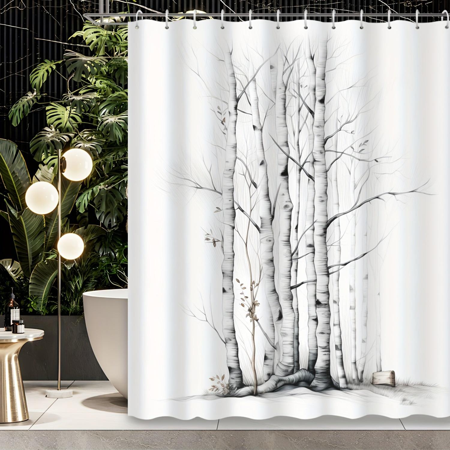 

Black And White Tree Branch Shower Curtain - Decorative Bathroom Accessory With Hooks, Grommet Top | All-Season Polyester Fabric W60H190(CM)-1 Pcs