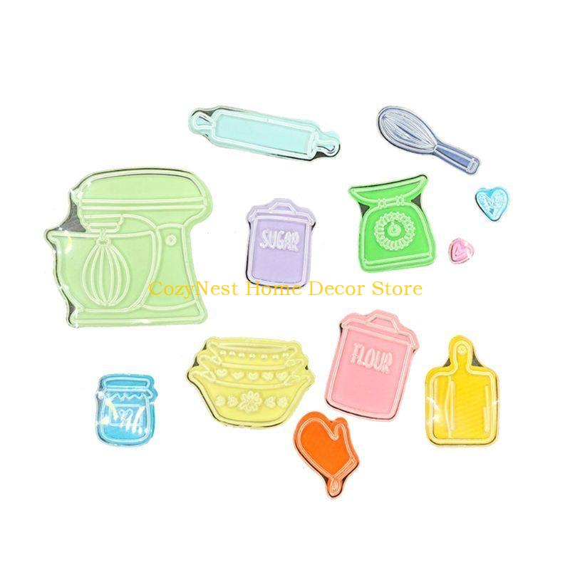 92MF Kitchen Utensils Clear Silicone Stamp & Die Cards Making Paper Crafts Supplies