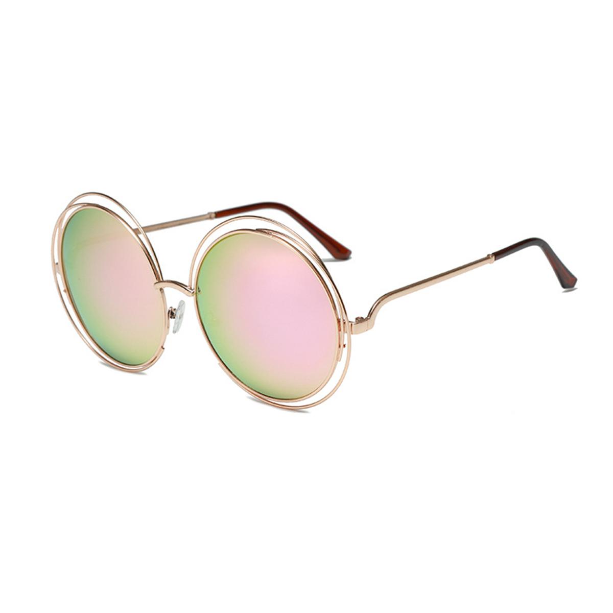 

Новые солнцезащитные очки с металлическим двойным кольцом, цветные светоотражающие солнцезащитные очки HD для мужчин и женщин, модные солнцезащитные очки.