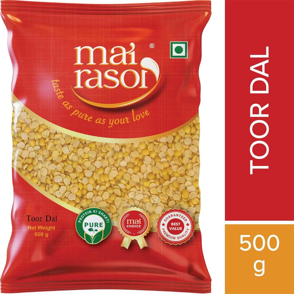 MAI RASOI Premium Niepolerowany Toor Tur Arhar Dal 500 g Opakowanie saszetkowe Opakowanie 1 Jakość eksportowa Sortowany laserowo Pakowany higienicznie