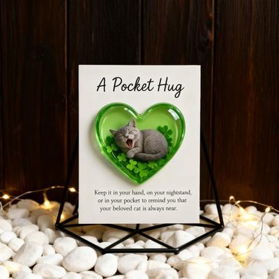 İlham Verici Kartlı Kedi Anma Cep Sarılması Duygusal Destek Kalp Şeklinde Uyuyan Kedi Tılsımı Hatıra Heykelciği Dekorasyon Kedi Sahipleri Severler Hediye