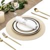 6PCS Braided Round Place Mats Kitchen Dining Table Runner Heat Insulation Non-Slip Washable Placemats Christmas Table Mats Home Decoration Pad Coaster