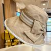 Stylish Women's Fisherman Hat With Large Brim For Spring Summer Travel Uv Protection Korean Style Bow Tie Sun Hat