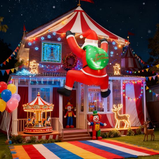 Christmas Inflatable Santa Claus Outdoor Decoration Large Lighted Blow Up Santa with Built-in LED Light for Front Back Yard Garden Lawn Outside Decor