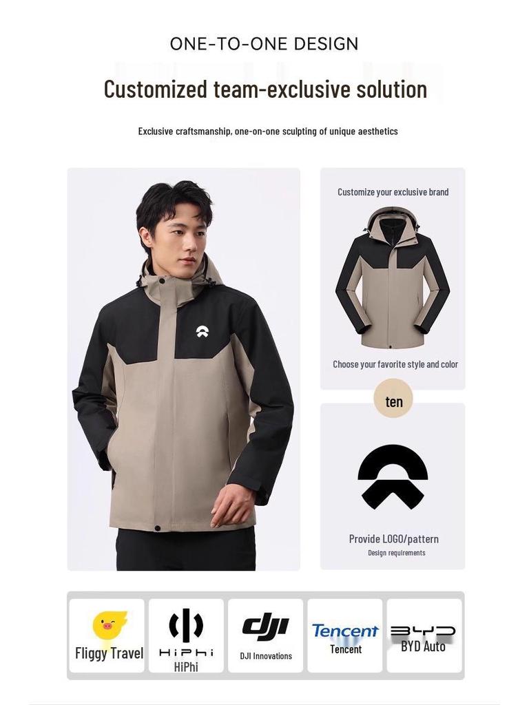 Thickened 3-in-1 Workwear Mountaineering Jacket with Custom Embroidery Logo for Winter 4S Shop Enterprise Culture.
