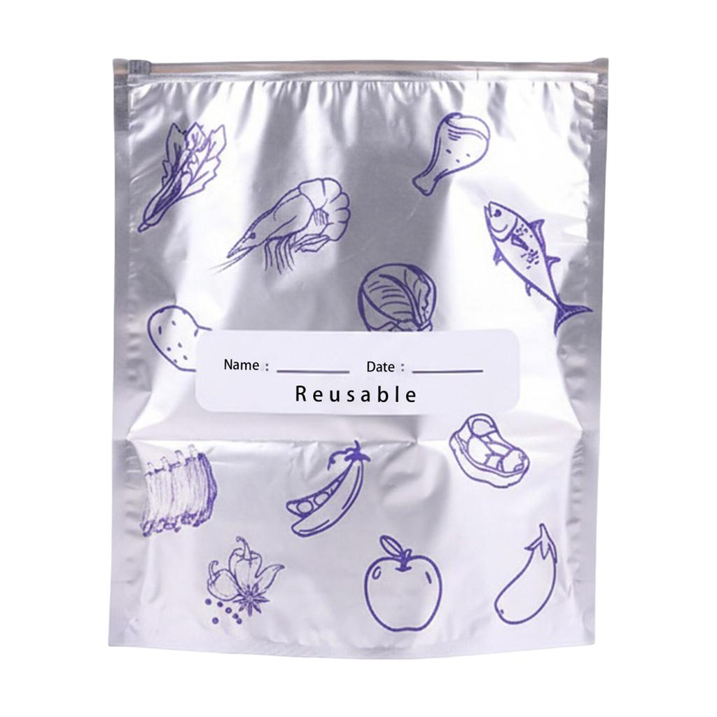 Reusable Aluminum Foil Sealable Storage Bags W/ Zipper Freezer Safe & Leak Proof Stand Up Storage Bags for Meat Fruit