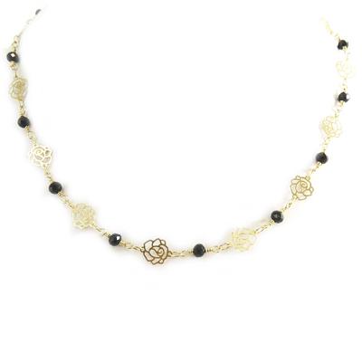 [M1966] - Golden 'Rosa Romantica' Designer Necklace
