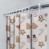Christmas Shower Curtain, Gingerbread Cookies Pattern Bathroom Decor Set for Holiday Season Home Kitchen Waterproof Fabric with