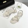 Flat-soled Sandals Women's 2025 Summer New Student Korean Version Fashion One-word Cross Strap Set Toe Beach Roman Shoes