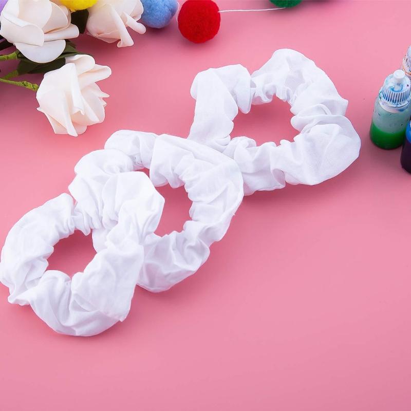 Girls Elastic Hair Ties White Scrunchies for Tie-dye Hair Ropes DIY Hair Scrunchies Soft Rubber Bands Hair Suppliess