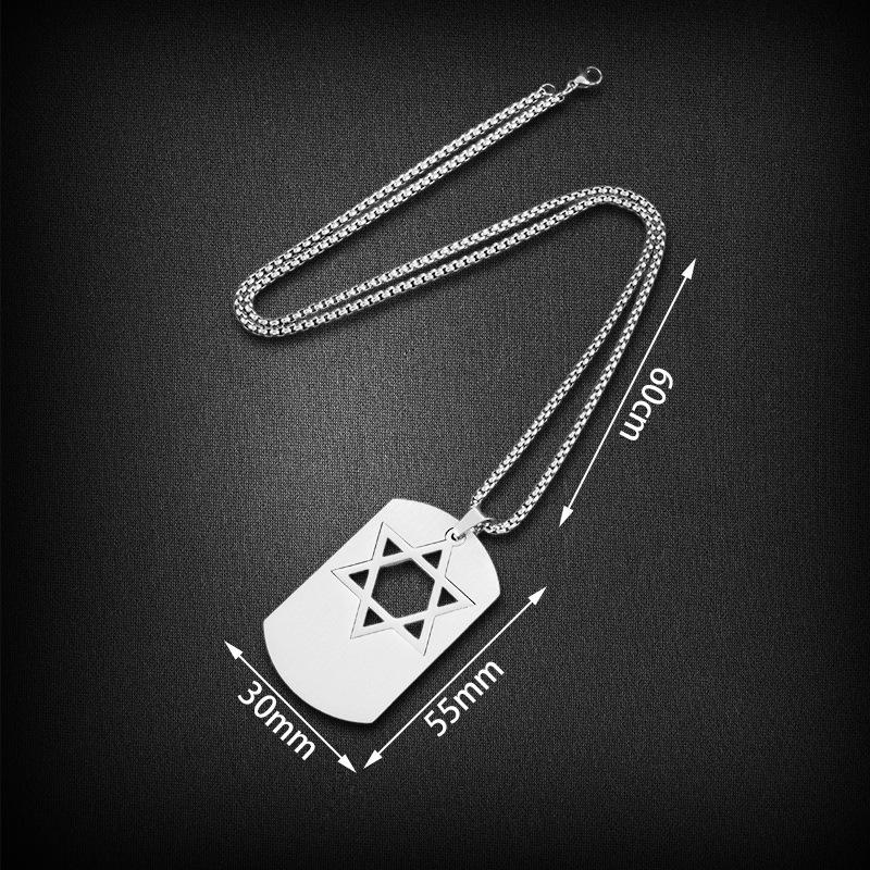 Hot-selling stainless steel hip-hop versatile hexagram army brand pendant personalized couple leisure necklace factory direct sales